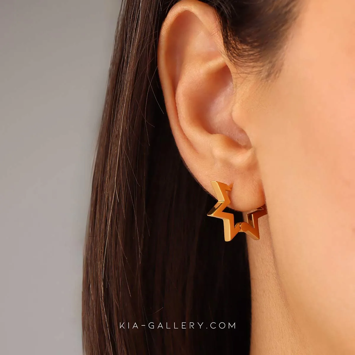 گوشواره حلقه ای طلا طرح ستاره